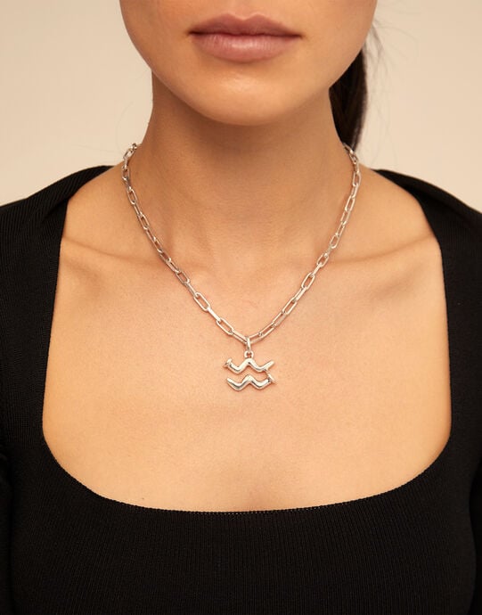 Aquarius shaped charm, Silver, large