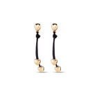 Pendientes con cadena colgante de cuero y dos corazones peque&ntilde;os ba&ntilde;ados en oro 18k