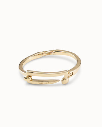 Pulsera hombre bañada en oro 18k con muelle visible y hebilla central con forma de clavo