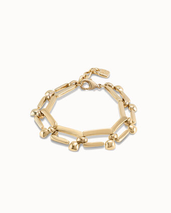 18K gold-plated bracelet with rectangular nail shaped links