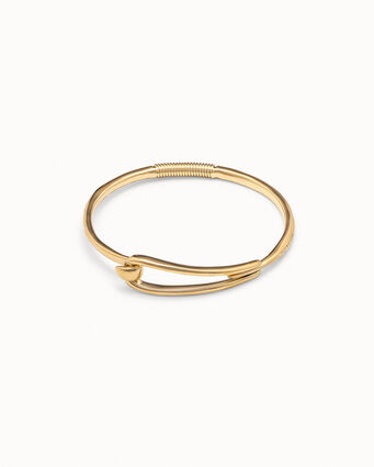 18K gold-plated link shaped bracelet with spring