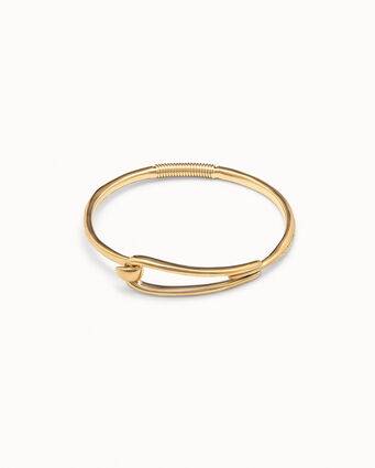 Pulsera bañada en oro de 18k con forma de eslabón y muelle