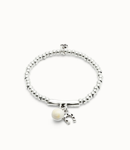Beaded stretch bracelet with a murano glass and a horseshoe charm
