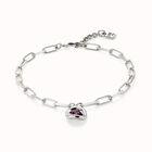 Short link chain pendant necklace pink crystal