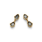 Long  earrings with two grey drop-shaped faceted crystals