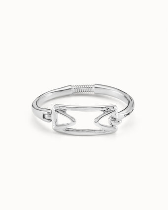 Sterling silver-plated rigid bracelet with rectangular central link
