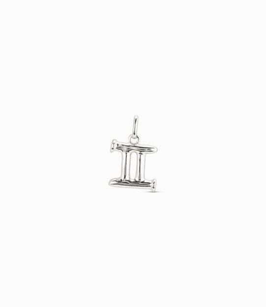 Charm placcato argento Sterling a forma di segno gemelli