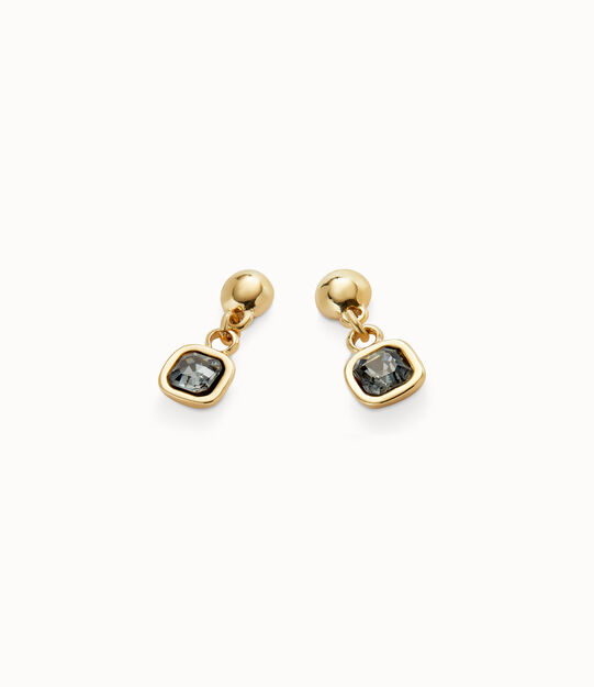 Boucles d’oreille plaquées or 18 carats avec cristal noir