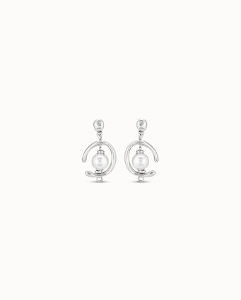 Sterling silver-plated hoop earrings with pearl