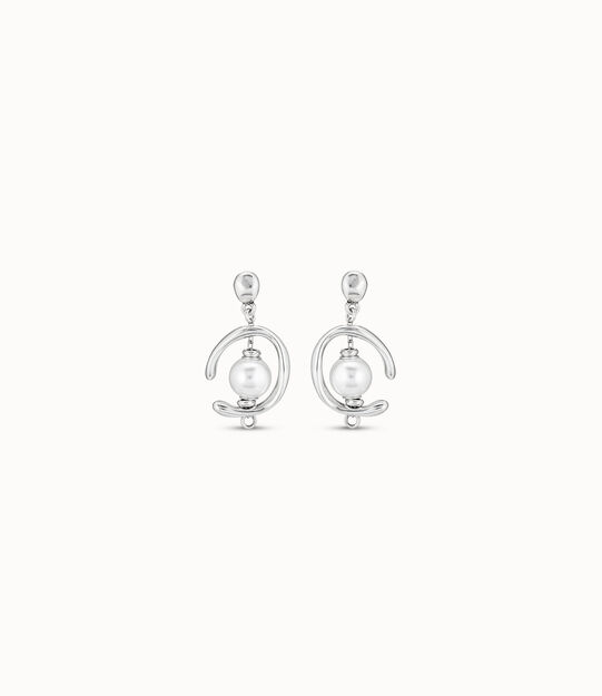 Sterling silver-plated hoop earrings with pearl