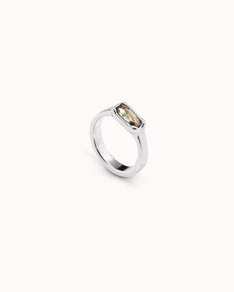 Bague plaquée argent avec cristal blanc