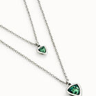 Multi-layer pendant link chain necklace with green crystal