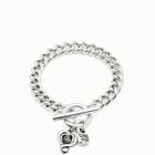 Pulsera de cadena ba&ntilde;ada en plata de ley con cristal negro