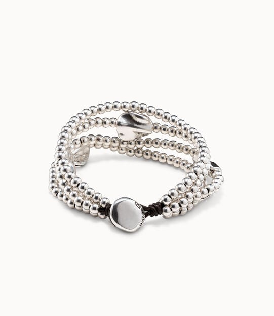 Three strand leather beaded bracelet, , large