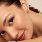 Pendientes ba&ntilde;ados en oro 18K con cristal rosa
