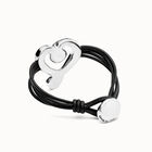 Multi strand leather bracelet with a heart