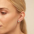 Arete individual ba&ntilde;ado en oro de 18k y un cristal azul