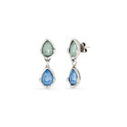 Long  earrings with two multicoloured drop-shaped faceted crystals
