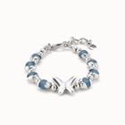 Beaded bracelet with blue crystals and a central butterfly