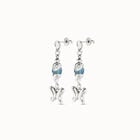 Earrings with blue crystal and butterfly