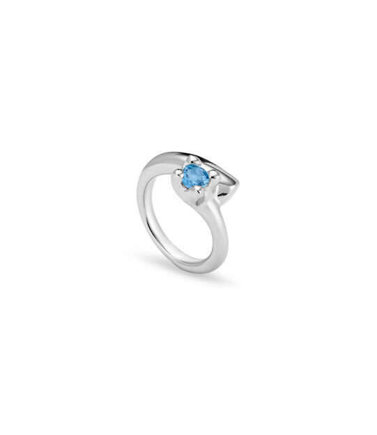 Sterling silver-plated ring with blue cubic zirconia