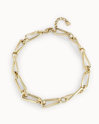 18K gold-plated necklace with square links