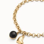 Link chain bracelet with heart charm and murano glass