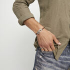 Brown leather bracelet with interlocking carabiner