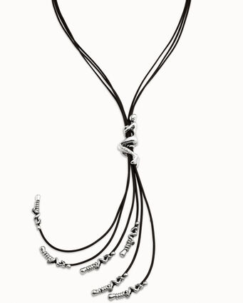 Sterling silver-plated leather necklace