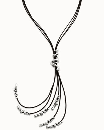 Collier en cuir plaqué argent