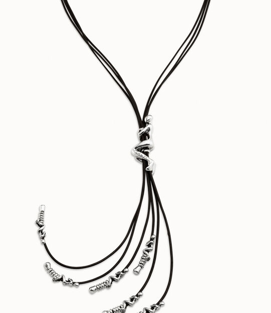 Collar de cuero bañado en plata de ley