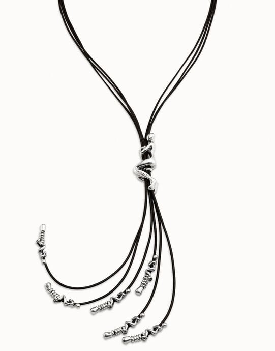 Collana in cuoio placcata argento Sterling