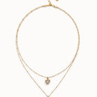 Multi-layer pendant link chain necklace with crystal