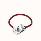 Red leather bracelet with interlocking carabiner