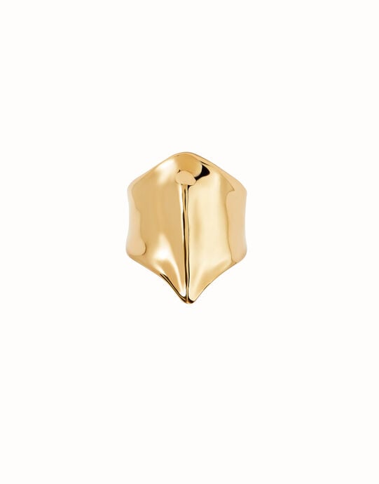 Anillo ba&ntilde;ado en oro 18K figura mantarraya