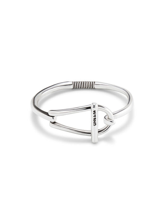 Pulsera r&iacute;gida ba&ntilde;ada en plata eslab&oacute;n mediano y muelle interior