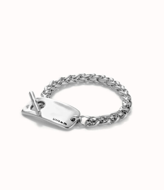 Pulsera de cadena bañada en plata de ley con pieza ajustable central