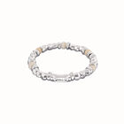 Kugelarmband mit silberfarbenen und elfenbeinfarbenen Perlen