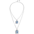 Double necklace with two rectangular faceted crystals