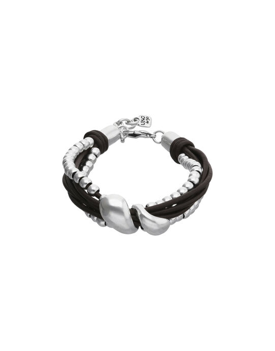 Leather bracelet with two drops