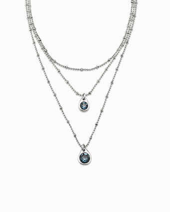 Sterling silver-plated triple midi pendant with crystals