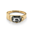 Rigid bracelet with a rectangular grey faceted crystal