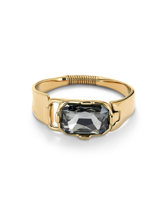 Rigid bracelet with a rectangular grey faceted crystal