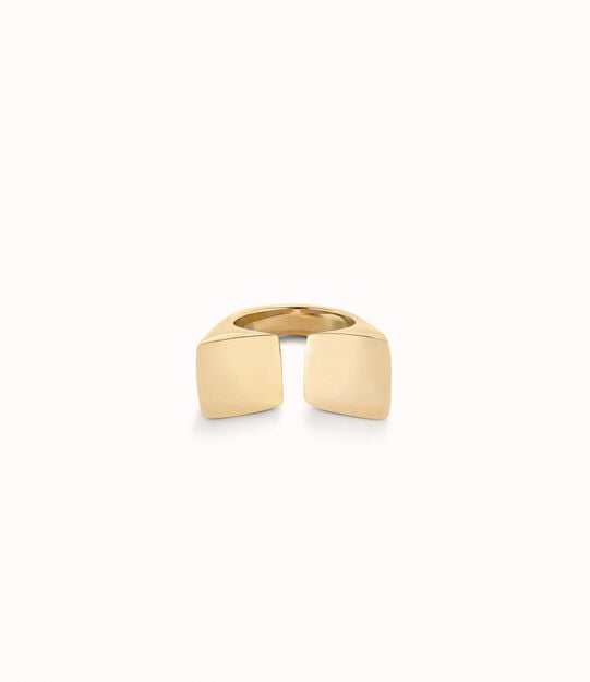 Anillo bañado en oro 18k acabado liso y forma cuadrada