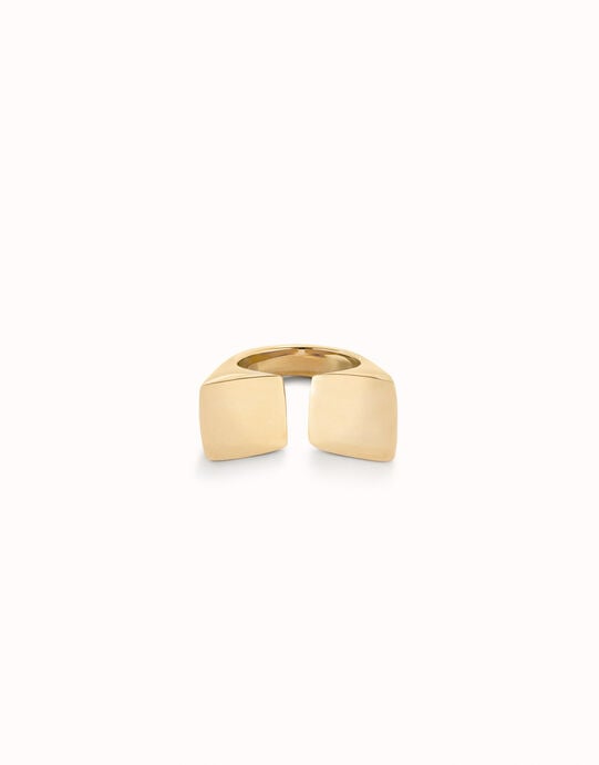 Bague plaqu&eacute;e or de 18K finition lisse et forme carr&eacute;e