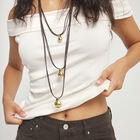 Multi strand leather necklace with three spheres