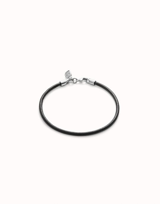 Pulsera de cuero cierre ba&ntilde;ado en plata de ley.
