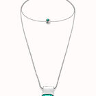 Multi strand chain necklace with green crystals