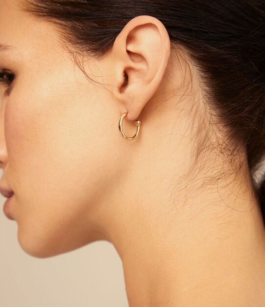 Hoop charm earrings, Golden, large