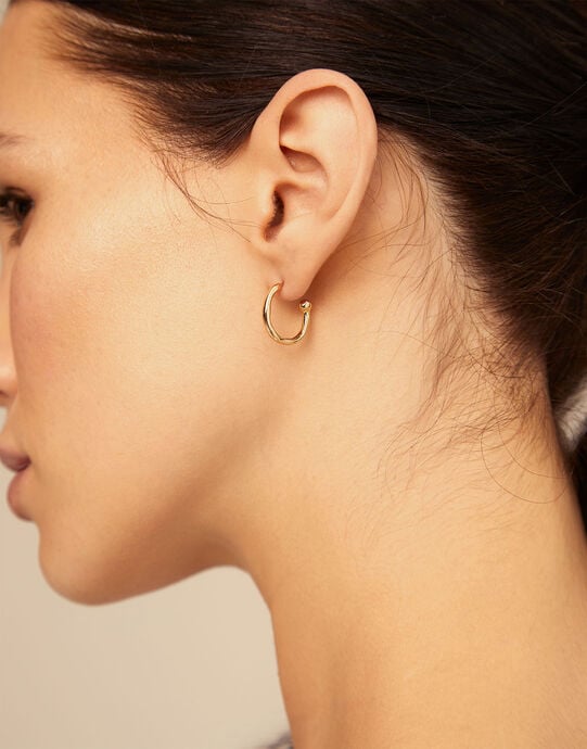 Hoop charm earrings, Golden, large